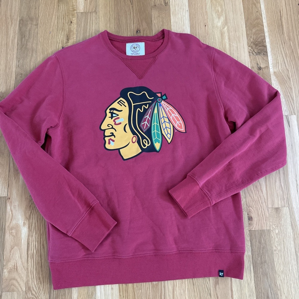 Chicago Blackhawks Sweatshirt‎ Mens L Red Long Sleeve Crewneck NHL Logo